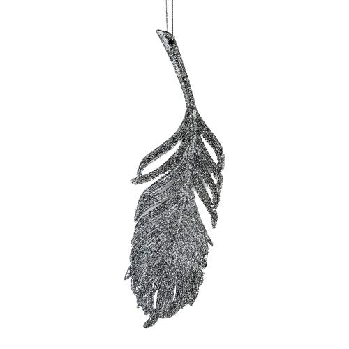 Silver Glitter Feather Pendant