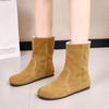 Женские ботильоны на плоской подошве с мехом, замшевые туфли, зимняя мода 2025 года, новые повседневные кроссовки-гладиаторы, короткие, плюшевые, теплые, для отдыха на свежем воздухе, зимние ботинки Mujer