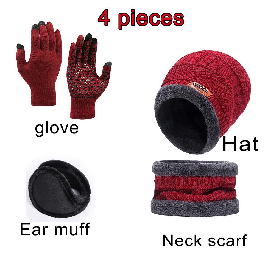 Knitted Woolen Winter Hat, Scarf & Touchscreen Gloves Set