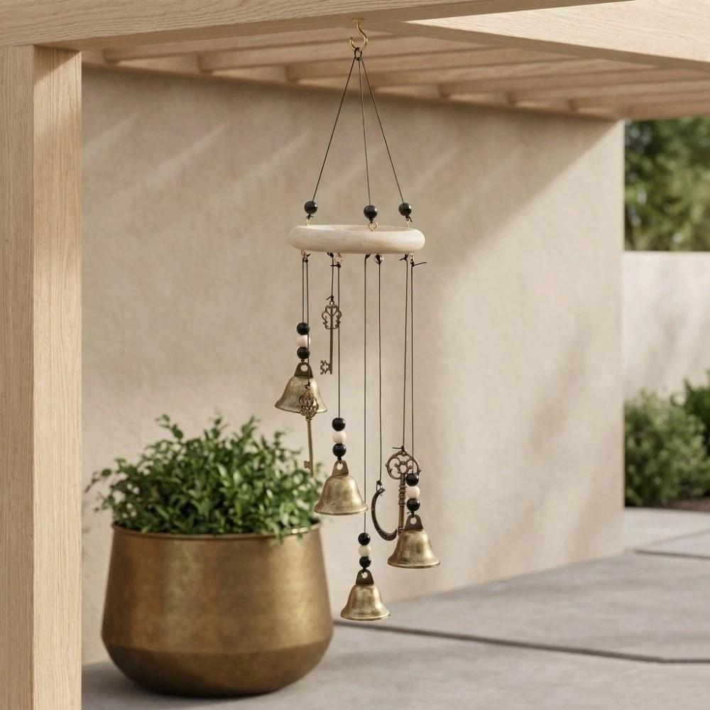 Wooden Wood Witch Wind Chime Key Star Bell Bell Crafts Ornaments Home Garden Courtyard