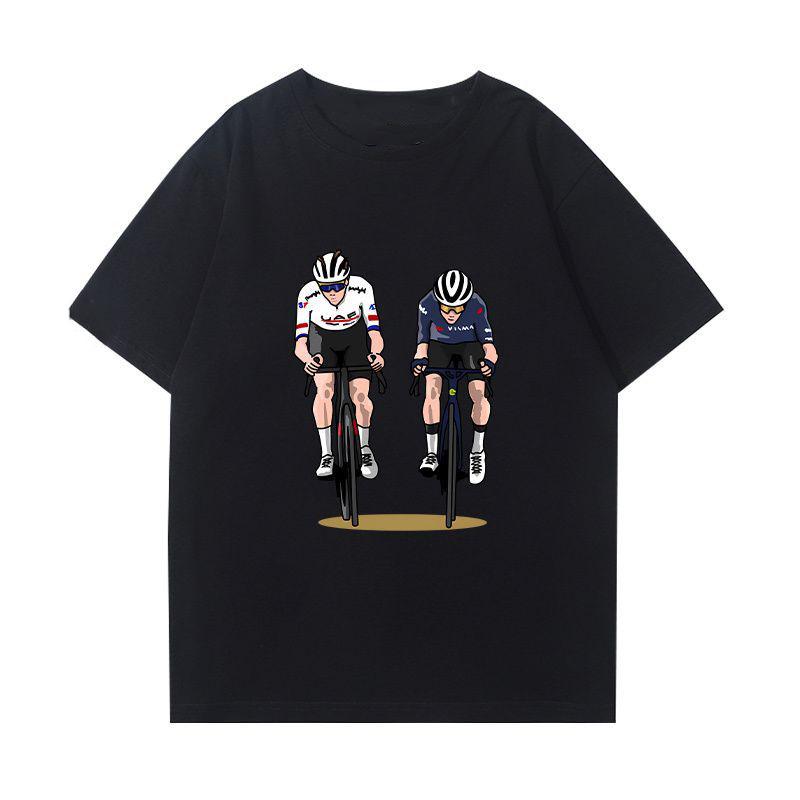 Cycling Tour De France Pogacha Tshirt Summer Fashion Round Collar Road Bike Loose Cotton Casual Short Sleeved Men And Women