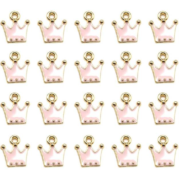 KESYOO 20pcs Crown Charm Pendants Enamel Jewelry Making Charm for DIY Jewelry Making Keychain Ornaments(Pink)