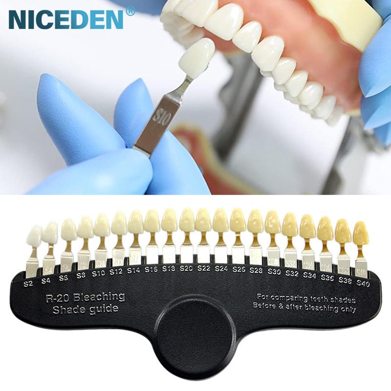 NICEDEN 20 Colors 3D Shade Guide Tooth Shade Chart Board Color Comparator Teeth Whitening Set Bleaching Dental Plate