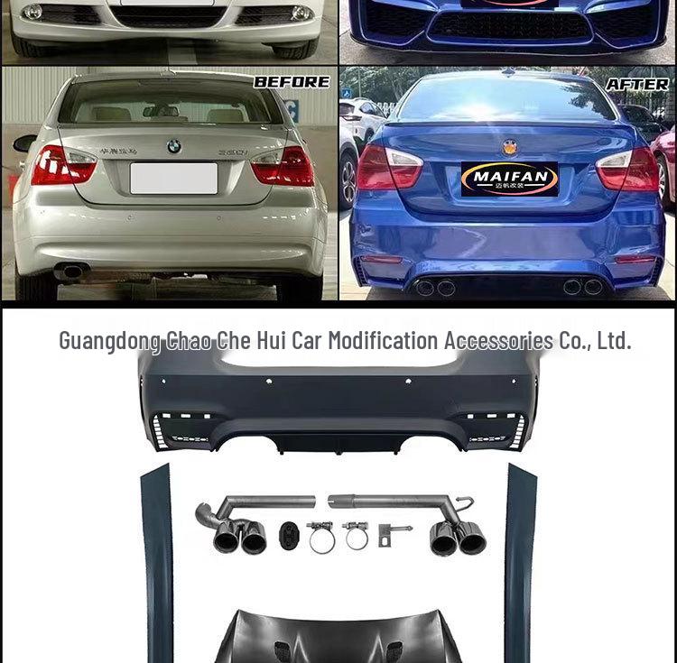 BMW 3 серии E90 Модифицированный обвес M4: Передний/Задний бамперы M3, Решетка радиатора, Капот, Боковые юбки, Крылья (Модели 05-12)