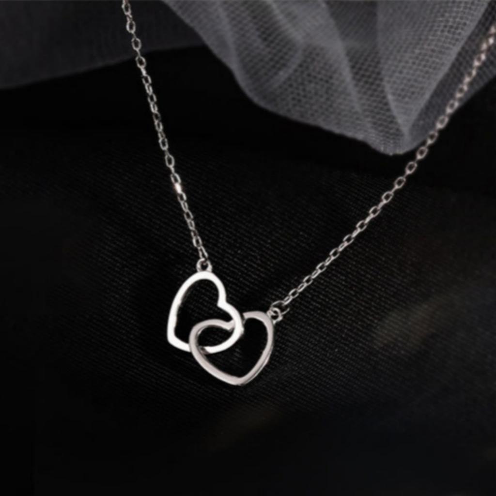 Fashion Valentine's Day gift love necklace simple cold wind double love thin chain collarbone chain female
