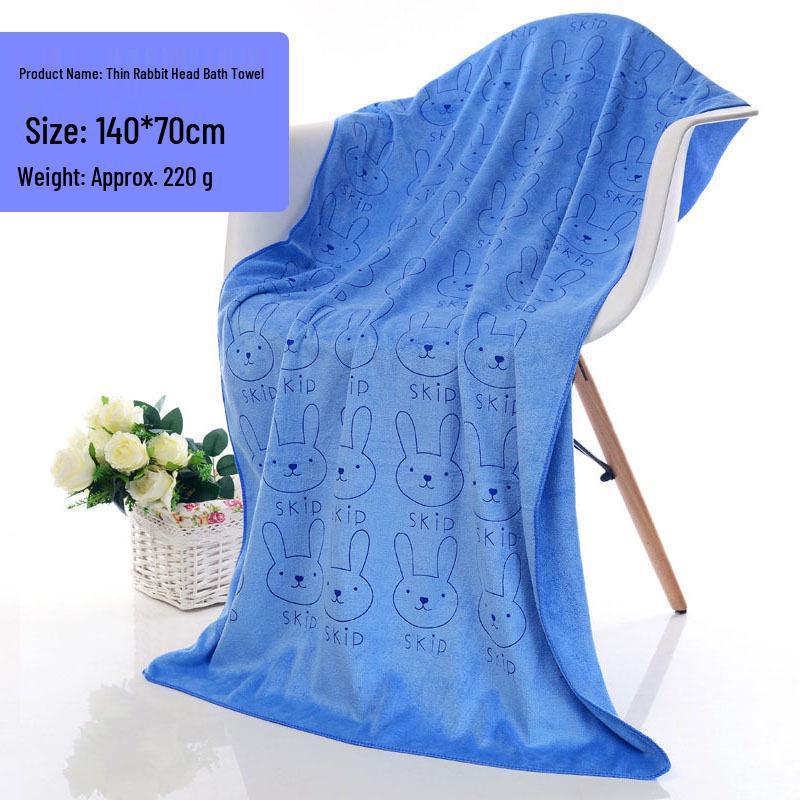 Пляжное полотенце из микрофибры с мультяшным кроликом - Впитывающее, Мягкое, Без ворса для взрослых