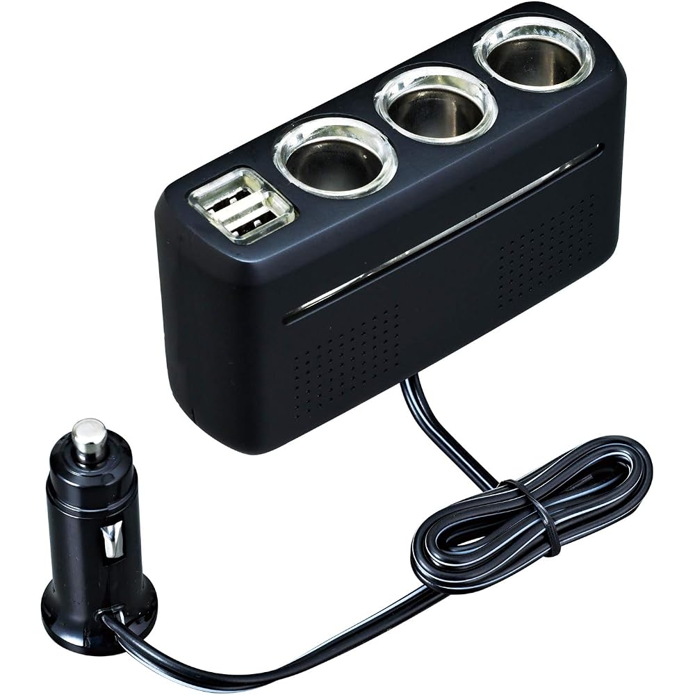 Seiwa DC/DC Converter 24V to 12V Output USB Port Dual Socket 3 Way Car Accessory