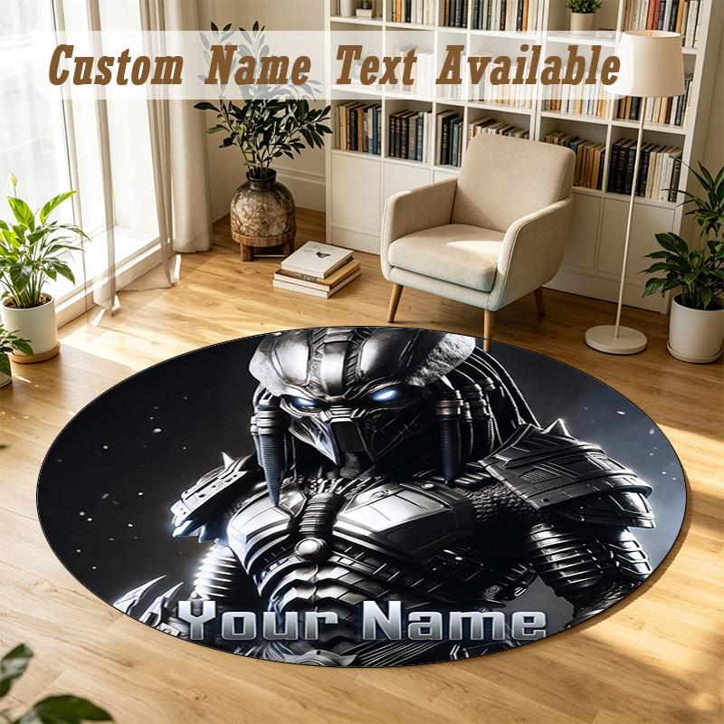 Predator Personalized Round Rug Support Custom Name, Soft Home Decor Mat
