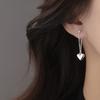 Серьги-подвески в форме сердца из серебра 925 пробы для женщин Корейская модная бижутерия Гипоаллергенные Подарок на вечеринку