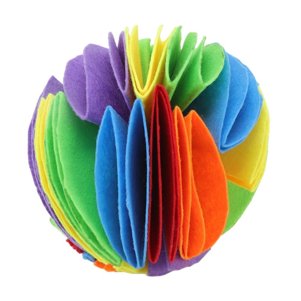 Rainbow Multicolor Snuffle Ball Plush Fleece Pet Puzzle Ball Enrichment Ball Energy Consuming