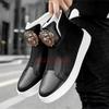 Fashion Deluxe Men's Small White Boots British Fashion Sports Casual Shoe Board Low Top Breathable Leather Boots Zapatos Hombre A2