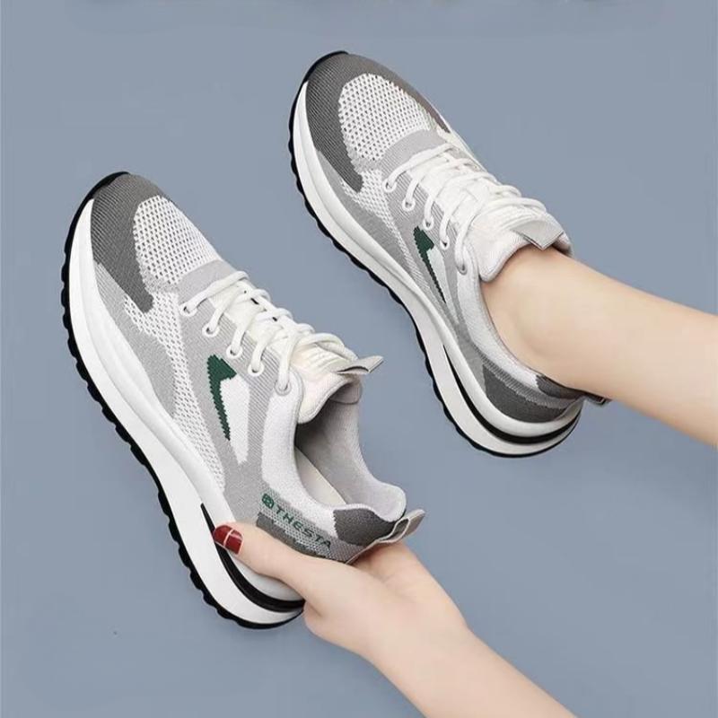 Женские повседневные спортивные кроссовки на шнуровке, нескользящие кроссовки с мягкой подошвой для бега, кроссовки из летящей сетки, кроссовки для папы