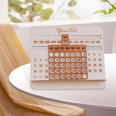 2025 Perpetual Calendar Деревянный Настольный Календарь 12 Месяцев Настольный Слайдер Календарь Для Домашнего Офиса Школы Декор