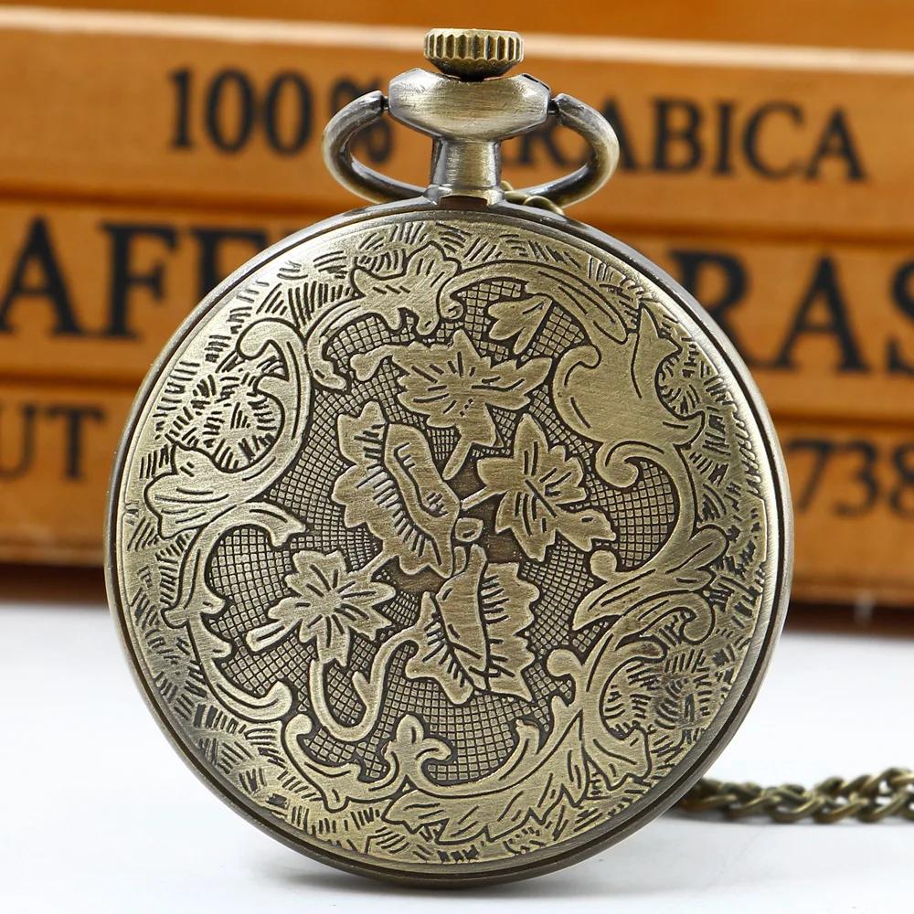 Brown/Silver Creative Design Chain Pocket Watches Quartz Necklace Pendant Clock Steampunk Exquisite Charm Gift for Men Women