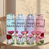 1PC Happy Mothers Day Red Rose Print 750ml Color Plastic Sports Water Bottle Leakproof Flip Straw Lid Suitable for Sports Office Home Use