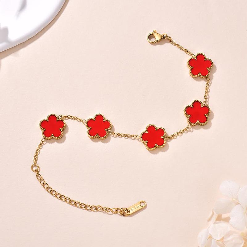 Clover Lucky Bracelets Womens Hand Double Sided Flowers Jewellery Gifts Stainless Steel Bracelet Gold Plated Bracelets Man