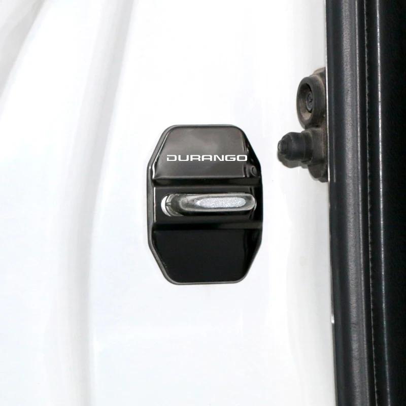 Stainless Steel Car Styling Door Lock Cover Decals for Dodge DURANGO Logo Door Stopper Protective Buckle Case Anti-rust Stickers U444