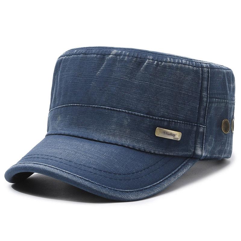 Весна и осень Новая четырехсезонная шляпа с плоским верхом, вымытая старая ретро-милитари, мужская кепка, повседневная мужская шляпа от солнца