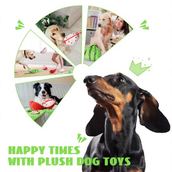 Плюшевая игрушка для собак Прятки Оранжевый Арбуз Пищащая Плюшевая Игрушка 3-в-1 Интерактивная Плюшевая Игрушка для Маленьких и Средних Собак Коврик для Обнюхивания с Шуршащей Бумагой