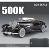 1/24 Benz 500K Классическая старинная игрушечная машинка для детей Литая модель из сплава Миниатюрная модель Звуковая коллекция со светом Подарок на день рождения для ребенка