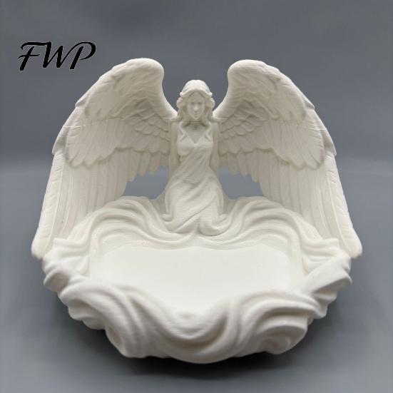Photo Prop Jewelry Tray Angel Wings Decorative Storage Multi-Purpose Perfume Aromatherapy for Rings Earrings Bracelets Keys Crystal Balls White