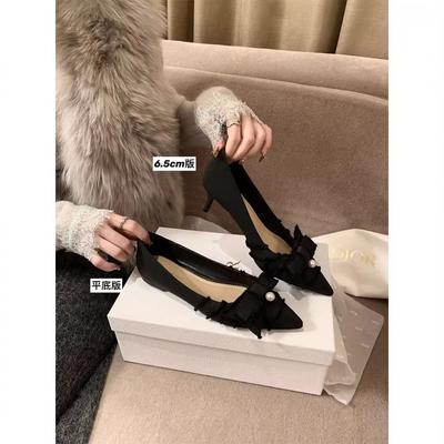 Остроносые туфли-балетки с бабочкой и жемчугом, женские туфли на высоком каблуке, свадебные туфли, туфли для работы