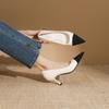 3351-27 French Niche Color Matching Pointed High-heeled Single Shoes, New Light-mouth Stiletto Single Shoes, Workplace Work Women's Shoes
