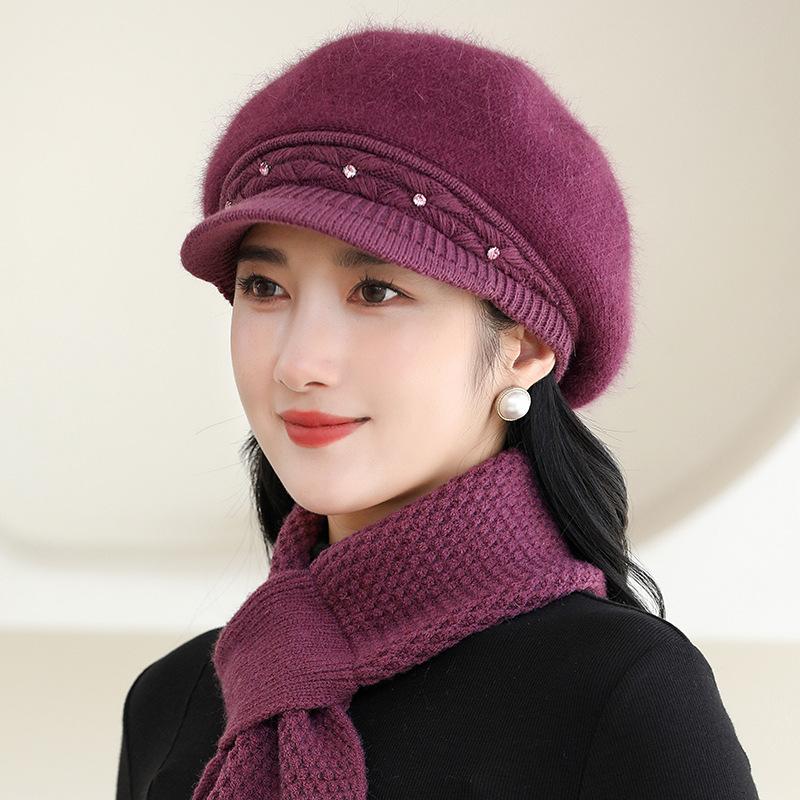 Зимние шапки для женщин, мам, пожилых людей среднего возраста, шерстяные шапки для езды на велосипеде, мягкие, толстые, теплые вязаные шапки