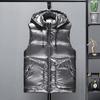 Men Vest Coat Stand Collar Hooded Sleeveless Zipper Closure Winter Vest Outwear with Pockets Solid Color