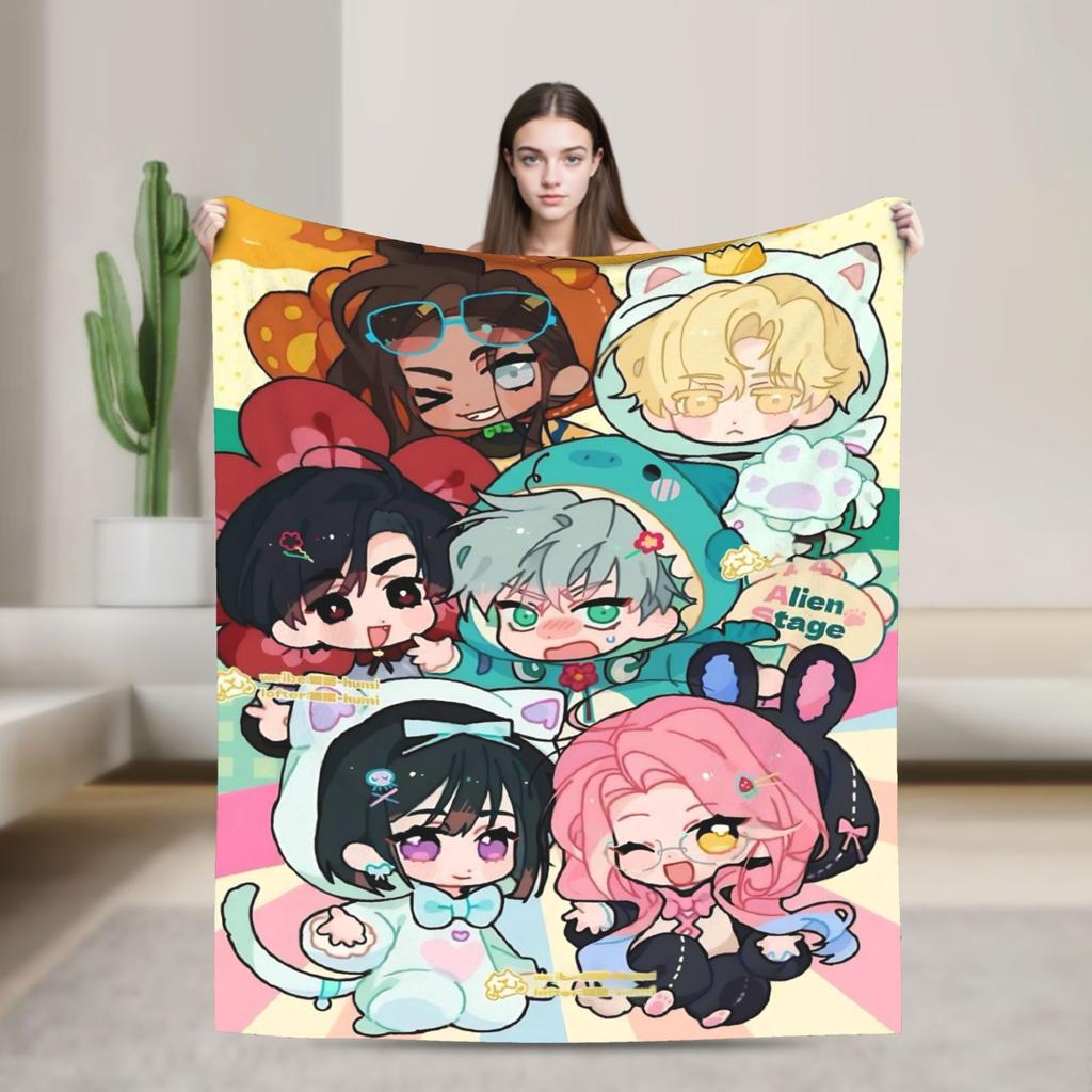 Soft Warm Blanket Decorative Alien Stage Manga Character Artwork Throw Blanket Flannel Bedspread For Couch Bed Sofa Bed Cover