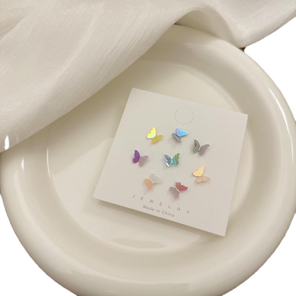 Three-Dimensional Butterfly Earrings Set – Silver Needle, Versatile, Sweet, Fairy-like Design, Perfect for Beautiful, Fashionable Girls.