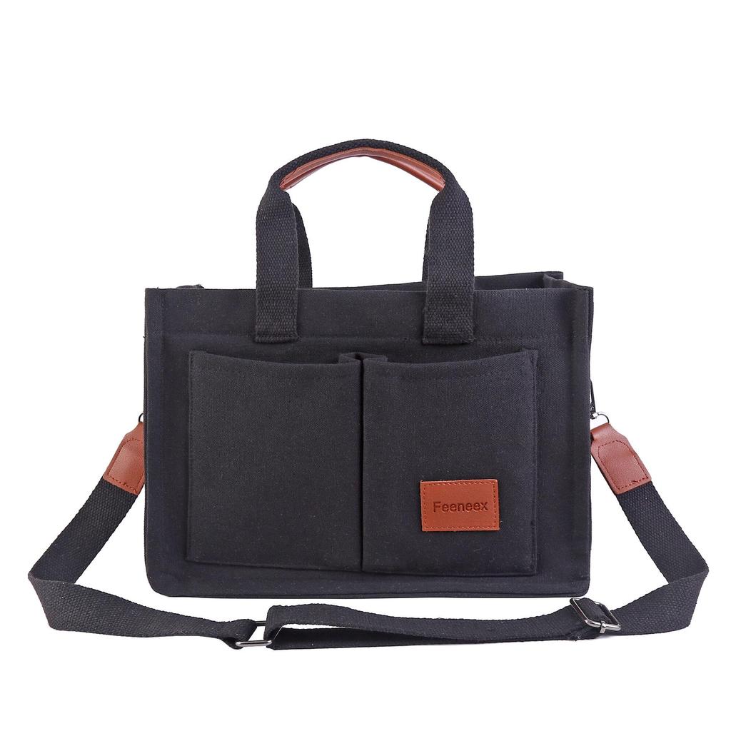 Женская ретро холщовая сумка - Большая вместимость, многослойная, на плечо и через плечо