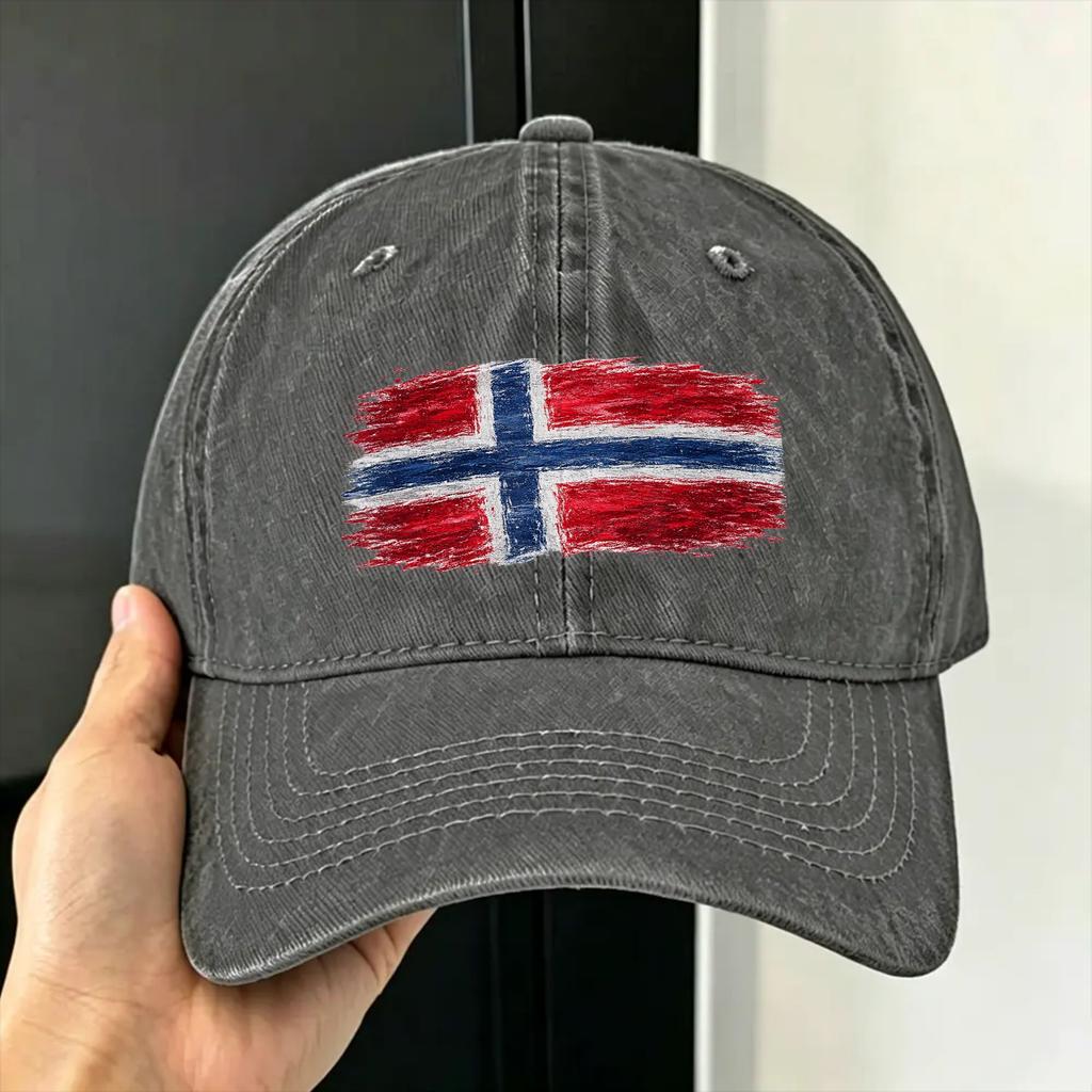 Football Soccer Norway Flag Washed Baseball Cap  yk Cool Sun Trucker Hat Summer FeUnisex Unisex Outdoor Sport Baseball Caps