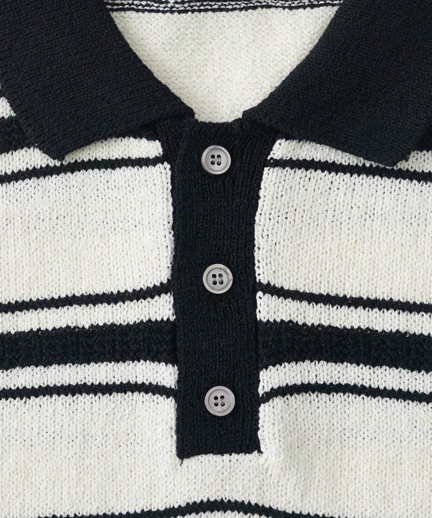 ANALOG MOOD Modern Striped Short Sleeve Knit (Ivory)