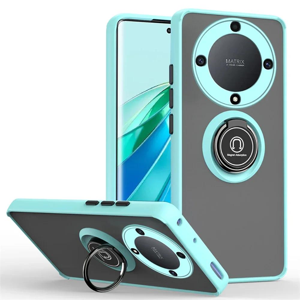 Чехол Armor Matte Case For Honor Magic6 5 Lite 5G Magic 6 5 Pro X9B X8B X7B X9A X8A Ring Magnetic Holder Stand Shockproof Coque Fundas