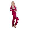 2 Pcs/Set Women Fall Winter Set Christmas Tree Snowman Santa Print Sequin O Neck Long Sleeve Top Elastic Waist Pants Set New Year Holiday Party