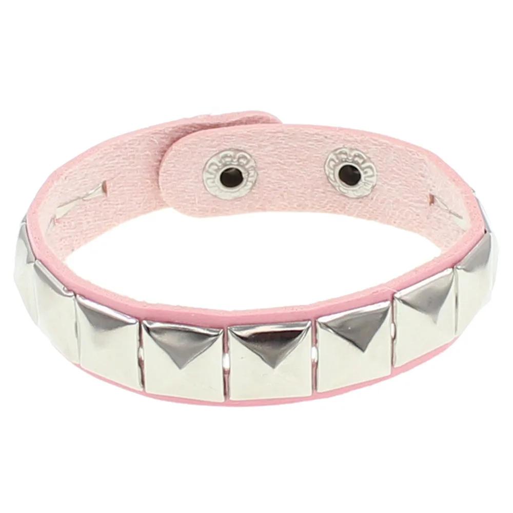 Punk Rivet Bracelet Cuff Wrap PU Leather Spikes Square Stud Bracelets Bangle for Women Man Metal Wristband Gothic Jewelry Gifts