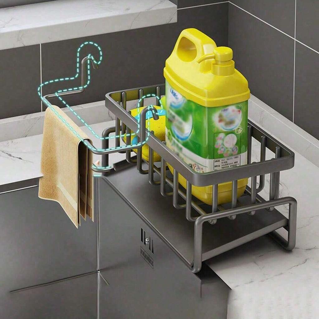 Органайзер для сушки над кухонной мойкой, пластиковая самосливная полка для мойки, держатель для мыла и губки, подставка для кухонного полотенца и тряпки, корзина-фильтр