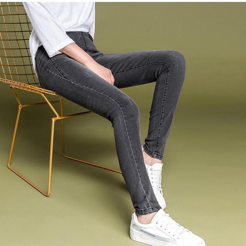 Women's Spring Autumn And Winter Jeans High Waist Large Elastic Waist Elastic Slim Slim Pencil Pants