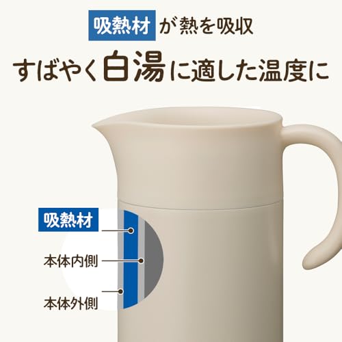 Doshisha Кувшин для горячей воды: Специалист по горячей воде, 1,0 л, Теплопоглощающий дизайн, Цвет слоновой кости, ON℃ZONE