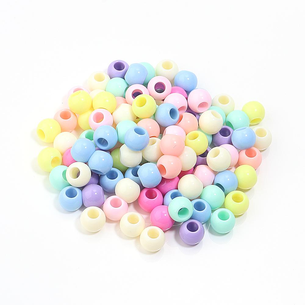 50pcs/lot 10 12 14mm Acrylic Big Hole Beads Multicolor Loose Spacer Round Beads For DIY Bracelet Earrings Jewelry Accessories