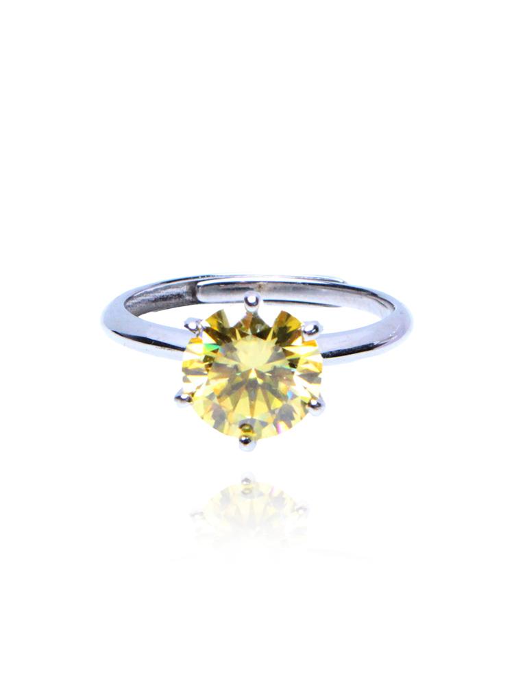 Bien Vetu Yellow Moissanite Ring 3-Carat Simple Prong