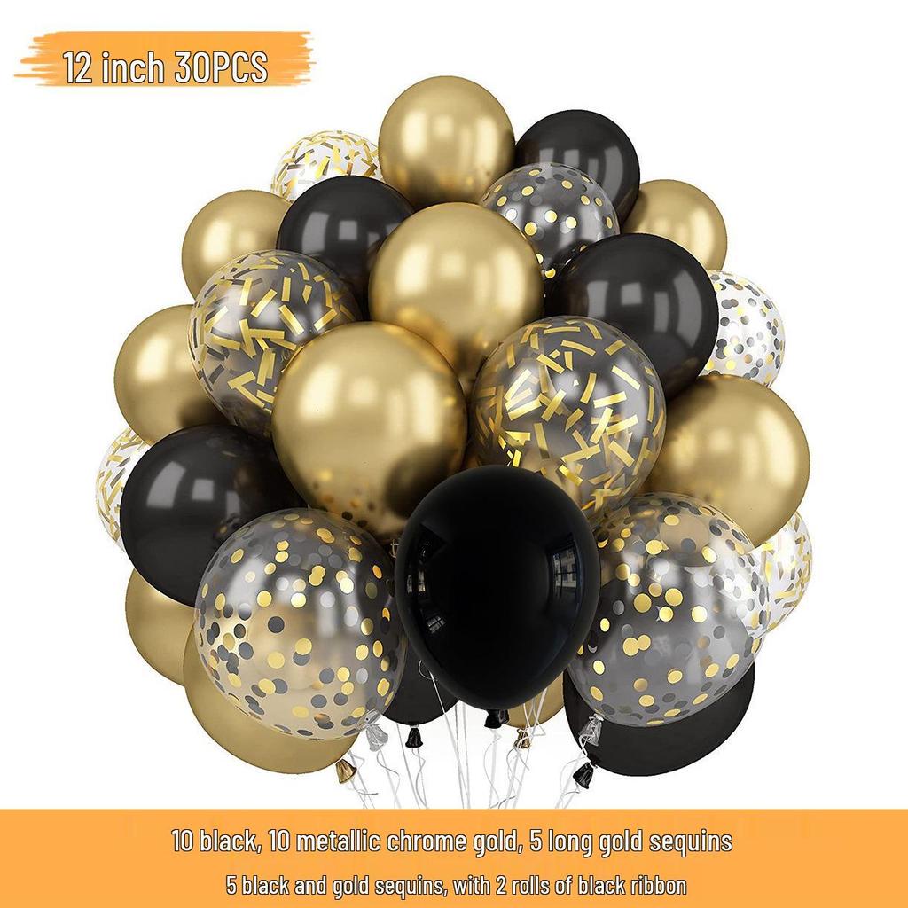 New Year Matte Glitter Metallic Latex Balloon Set for Decorative Photo Atmosphere