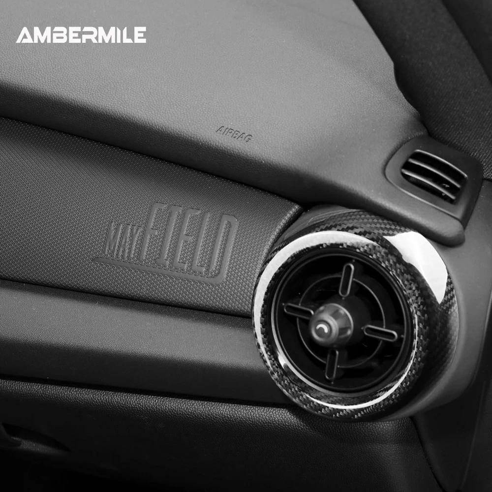 For Mini Cooper F55 F56 F57 2017-2021 Carbon Fiber Dashboard Side Vent Ring Air Outlet Cover Trim Sticker Decal Accessories