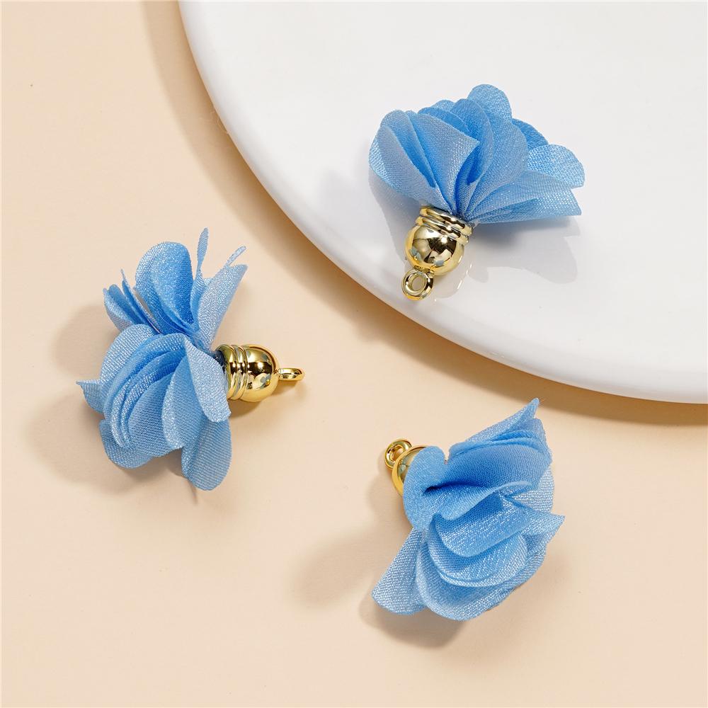 10Pcs/Lot Fabric Flower Tassel Pendants for Jewelry Making for DIY Bracelet Earrings Keychain Tassel Jewelry Making Accessories