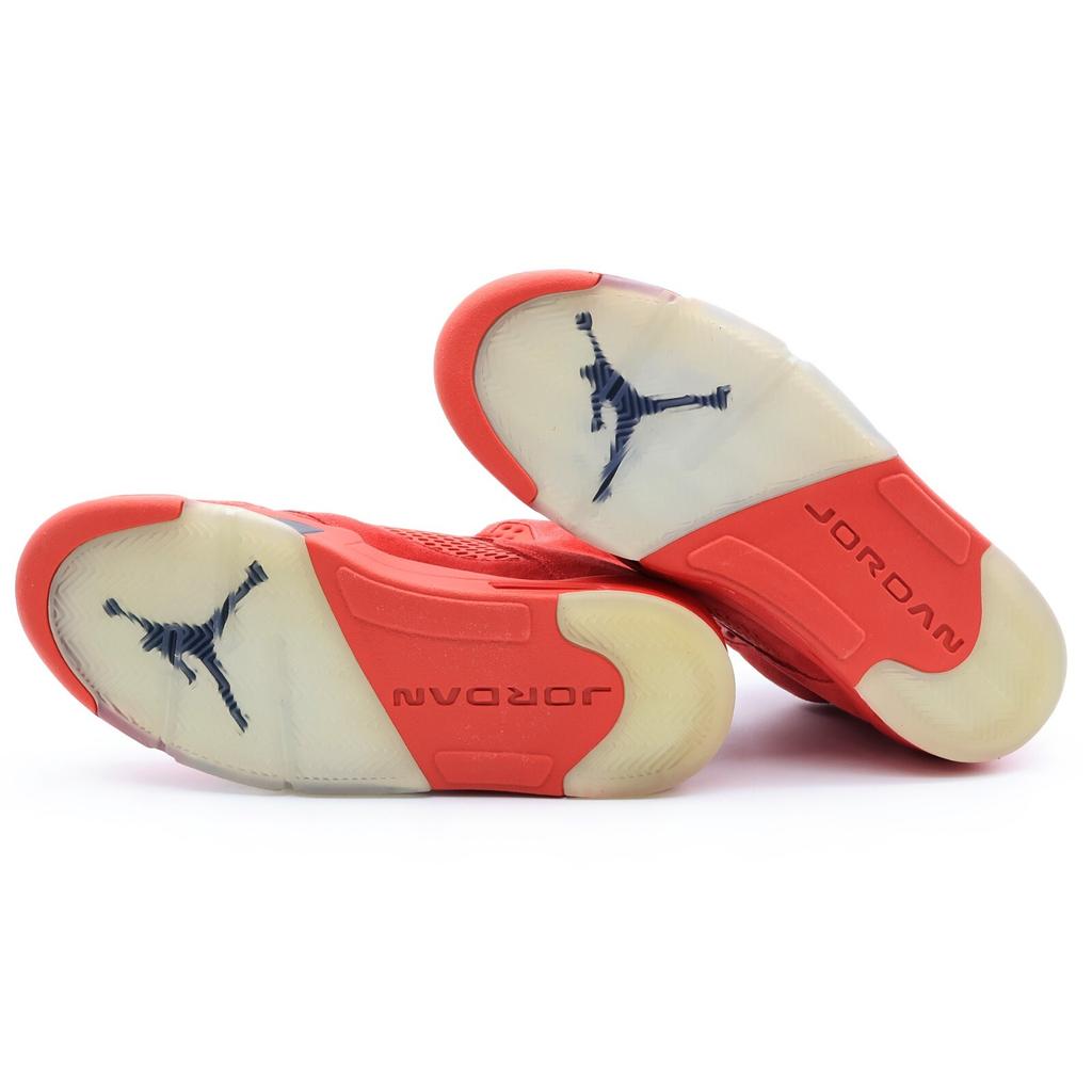 136027-602 Nike Air Jordan 5 High Retro Университетский Красный Замша Серебристый (Мужской)