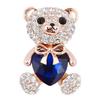 New Arrival AB Rhinestine Heart Bear Brooches For Women Cute Animal Design Brooch Pin Fashion Jewelry Accessories