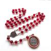 Traditional Catholic Rosary Necklace Sacred Beads Necklace Sweater Chain Necklace Alloy Material Long Necklace for Daily