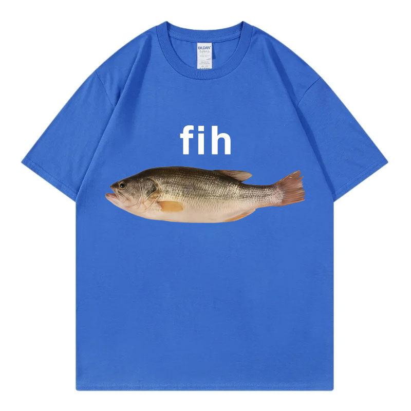Смешная футболка с мемом Fih Fish Высококачественная модная футболка с коротким рукавом Унисекс Женская Повседневная Свободная Хлопковая футболка Летняя Уличная одежда