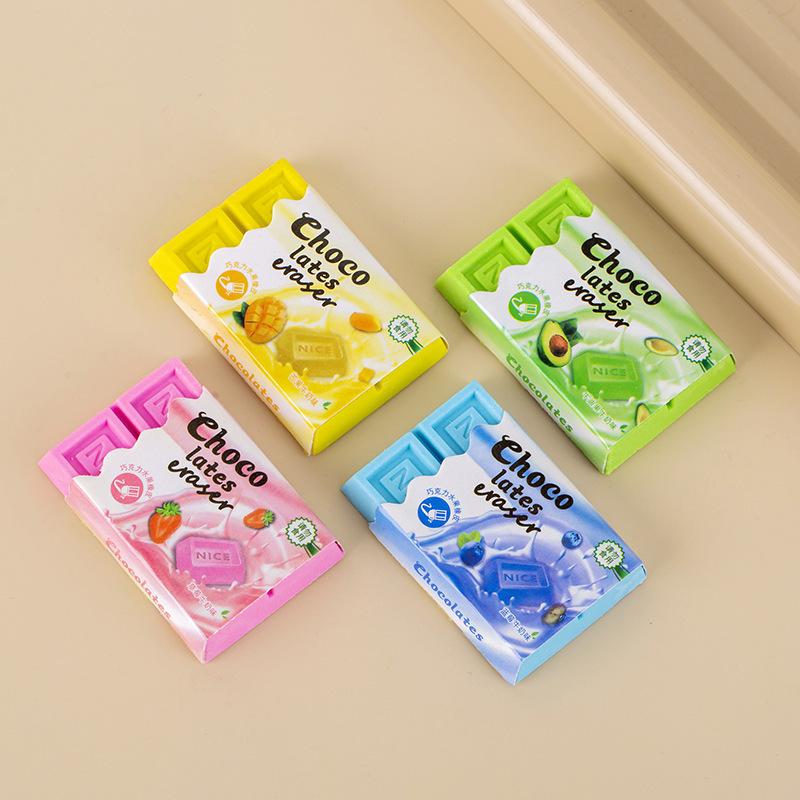 1 Piece Cute Kawaii Candy Color Rubber Fun Creative Chocolate Eraser For Kids Novelty Stationery Office School Supplies